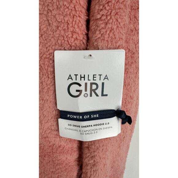 Athleta So Snug Sherpa Hoodie 2.0 Girls Large Aphrodite Pink New Long Sleeve - Picture 5 of 8